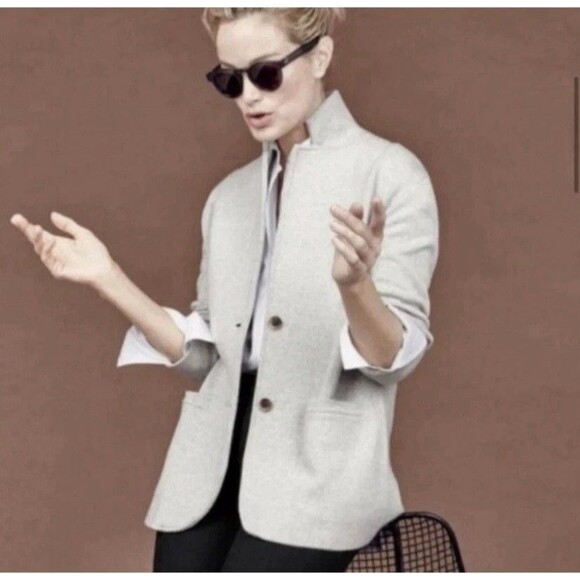 J. Crew Jackets & Blazers - J. Crew XS Women's Light Gray 100% Merino Wool Knit Sweater Blazer Style Career